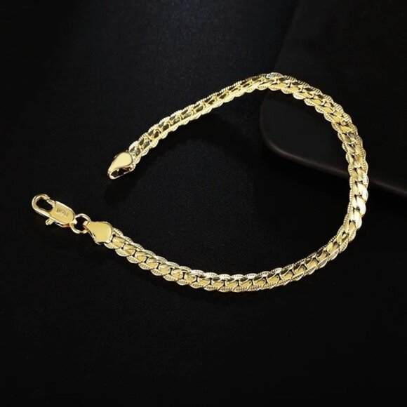 18K gold 5mm Chain Bracelets for Women and Men luxury - 8 inches - Picture 4 of 4